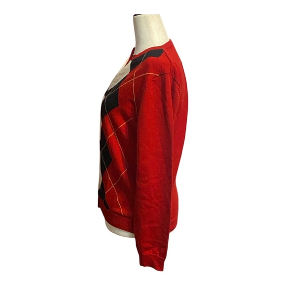 Tabi Merino Wool Retro Preppy Argyle coat of arms button up cardigan. Sz S - Picture 6 of 16